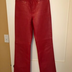 Red leather pants
